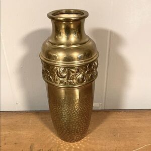 Vintage Brass Vase with Floral Detailing